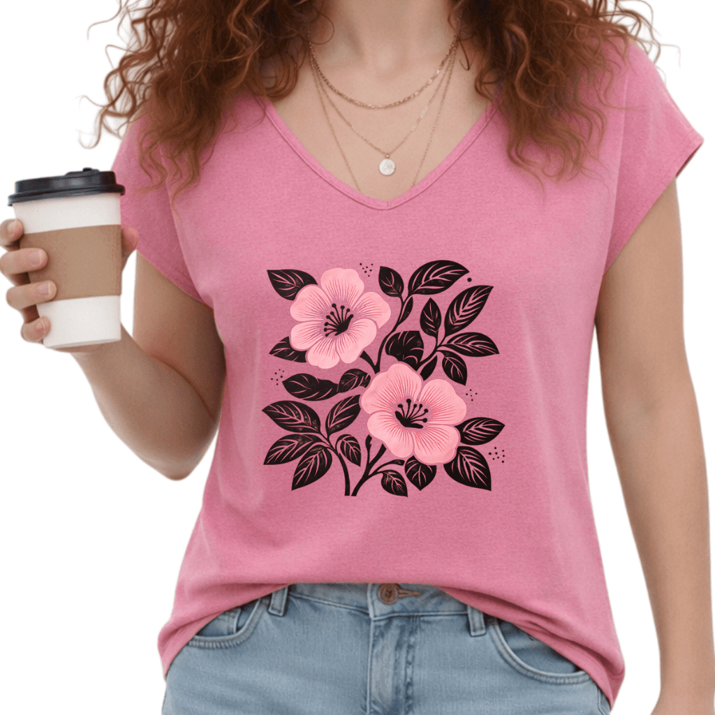 UNISHE Women's Pink Floral Block Print Rose Red V-Neck Sleeveless T ...