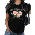 thumbnail image 1 of UNISHE Women's Pink Peony Floral Graphic Short Sleeve T-Shirt Casual Crewneck Loose Fit Tees S-5XL, 1 of 5
