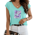 thumbnail image 1 of UNISHE Women's Purple Wildflower Print Blue V-Neck Sleeveless T-Shirt S-5XL Daily Tank Top, 1 of 6