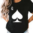 thumbnail image 1 of UNISHE Women's Queen of Spades Graphic Black Short Sleeve T-Shirt Casual Cotton Crewneck Top, 1 of 5