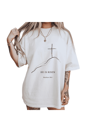 Women's Quiet Mind Plain Sketch Hill Cross Simple Salvation Spiritual Text Graphic Short Sleeve Crewneck white Tops