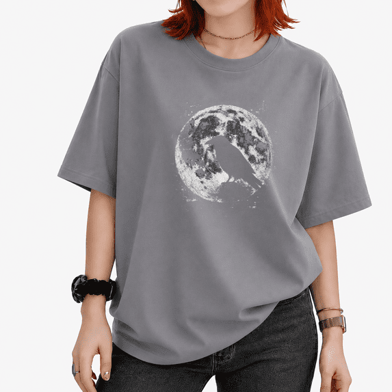 Raven Application UNISHE Women's Raven Moon Silhouette Graphic T-Shirt Gothic Short ...