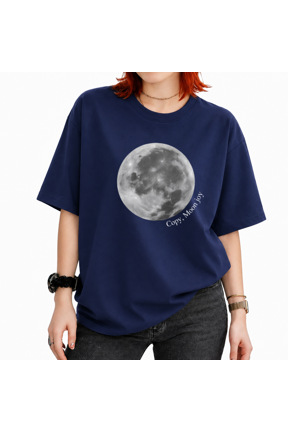Women's Realistic Black White Full Moon Copy Moon Joy Graphic Cropped Short Sleeve T-shirt Classic Relaxed Fit Casual Tee For Astronomy Night Sky Lovers