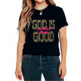 thumbnail image 1 of UNISHE Women's Realtree Camo Glitter Script Faith Lettering Graphic Short Sleeve T-Shirt Outdoor Country Religious Tees Tops, 1 of 5
