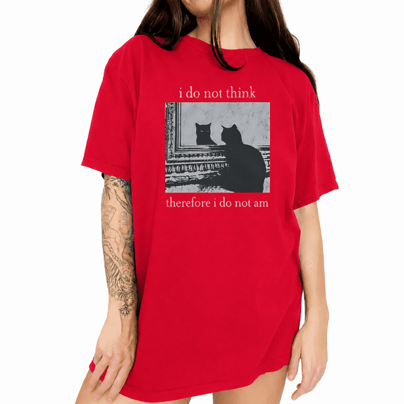 UNISHE Women's Red Soft Dark Retro Black Cat Art Graphic Short Sleeve T-Shirts Tops