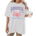 thumbnail image 1 of UNISHE Women's Retro "America 1776 Land of the Free" Patriotic Eagle Graphic Short Sleeve T-Shirt Casual Cotton Crewneck Top, 1 of 5