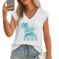 thumbnail image 1 of UNISHE Women's Retro Beach "Life's A Beach" Surf Wave & Palm Trees V-Neck Sleeveless T-Shirt Casual Daily Tank Top, 1 of 6