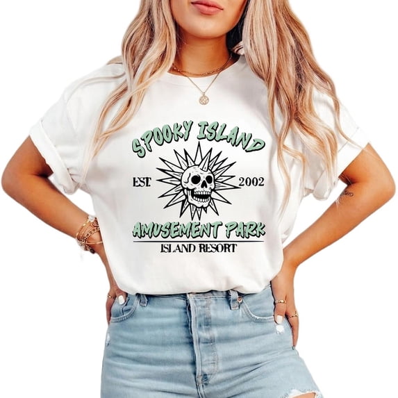 UNISHE Women's Retro Spooky Island Tee – Vintage Style Skull Graphic T-Shirt S to 5XL