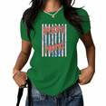 thumbnail image 1 of UNISHE Women's Retro Striped Baseball Mom Graphic T-Shirt Funny Team Poster Tee Summer White Top, 1 of 6