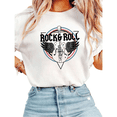thumbnail image 1 of UNISHE Women's Rock Roll Winged Guitar Graphic Tee Casual Cotton Crewneck Top White S-5XL, 1 of 5