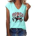 thumbnail image 1 of UNISHE Women's Rodeo Western Cowboy Desert Cactus Floral Graphic Casual V-Neck T-Shirt Top, 1 of 6