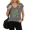 thumbnail image 1 of UNISHE Women's Rooted Plant Graphic V-Neck Short Sleeve T-Shirt White Vintage Nature Aesthetic Top, 1 of 6