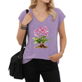 thumbnail image 1 of UNISHE Women's Rooted Plant Graphic V-Neck Short Sleeve T-Shirt White Vintage Nature Aesthetic Top, 1 of 6