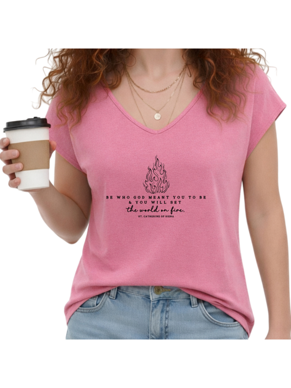 Women's Rose Red Passion Fire Faith Inspirational Text V-Neck Sleeveless T-Shirt S-5XL Weekend Tank Top