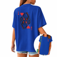 thumbnail image 1 of UNISHE Women's Royal Card Graphic Short Sleeve T-Shirts Blue Playful Crewneck Tops, 1 of 6