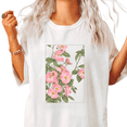 thumbnail image 1 of UNISHE Women's Rustic Nature Theme Wild Rose Vine Art Graphic Short Sleeve T-Shirt S-5XL White Tops, 1 of 5