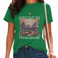 thumbnail image 1 of UNISHE Women's Scripture Verse T-Shirt His Love Endures Forever Inspirational Religious Tee Green, S, 1 of 5