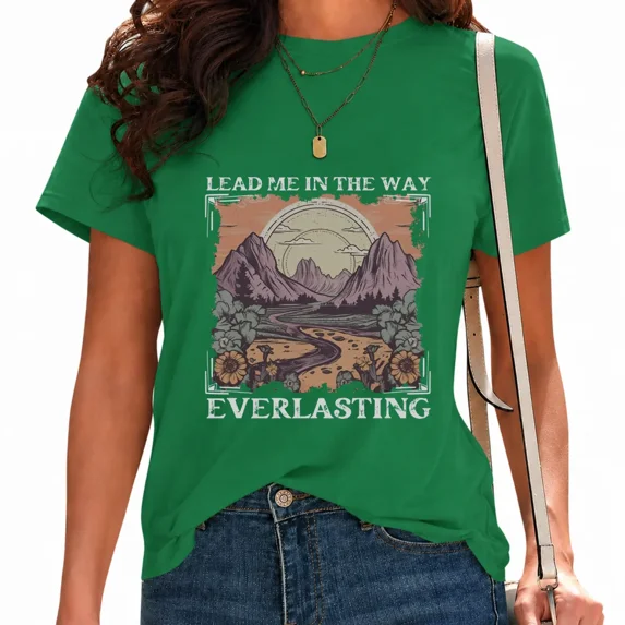 UNISHE Women's Scripture Verse T-Shirt His Love Endures Forever Inspirational Religious Tee Green, S