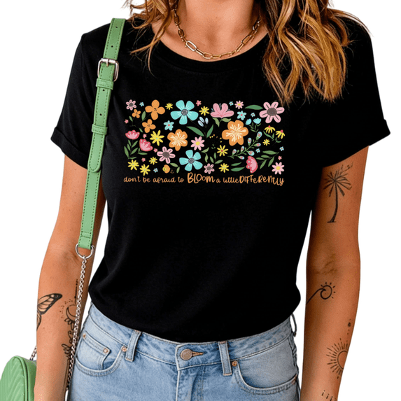 UNISHE Women's See the Good Be the Good Mexican Floral Graphic Short Sleeve Crewneck T-Shirt Inspirational Tee