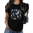 thumbnail image 1 of UNISHE Women's Shark Family Graphic Short Sleeve T - Shirt Casual Cotton Crewneck Top, 1 of 5