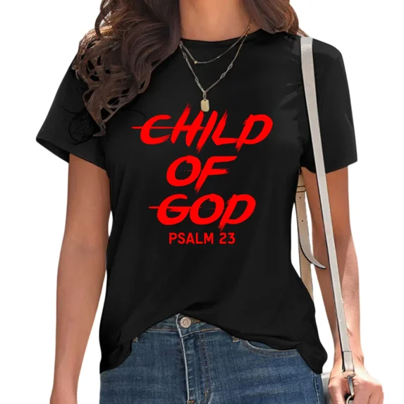 UNISHE Women's Short Sleeve Crewneck Fashion Top Minimalist Brush Font Religious Tee Black, 5XL