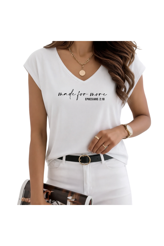 Women's Simple Christian Quote White V-Neck Sleeveless T-Shirt S-5XL Daily Tank Top