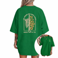 thumbnail image 1 of UNISHE Women's Skeleton Flower Graphic Tee Inspirational Quote Back Print Short Sleeve Crewneck, 1 of 6