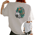 thumbnail image 1 of UNISHE Women's Skull with Tropical Flowers Graphic Short Sleeve T-Shirt Casual Cotton Crewneck Top White S-5XL, 1 of 5