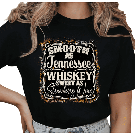 UNISHE Women's "Smooth As Tennessee Whiskey" Country Music Graphic Short Sleeve T-Shirt Casual Cotton Crewneck Top