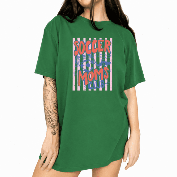 UNISHE Women's Sport Game Lady Pink Stripe Frame Vintage Soccer Footy Mom Funny Text Graphic Short Sleeve T-Shirts Green Tops