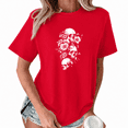 thumbnail image 1 of UNISHE Women's Stacked Skulls Graphic Short Sleeve T-Shirt Crewneck Black Floral Art Tee, 1 of 6