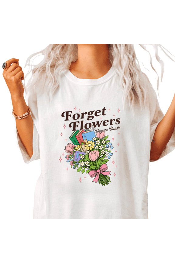 Women's Stacked Text Bloom Ribbon Star Burst Cartoon Graphic White T-Shirts S-5XL Casual Tops