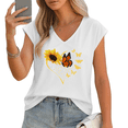 thumbnail image 1 of UNISHE Women's Summer Sunflower and Monarch Butterfly Heart Graphic V-Neck Sleeveless T-Shirt Casual Tee, 1 of 6