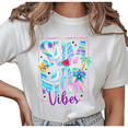 thumbnail image 1 of UNISHE Women's "Summer Vibes" Holographic Tie Dye Beach Graphic Short Sleeve T-Shirt Casual Cotton Crewneck Top, 1 of 5