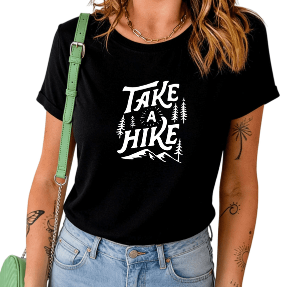 UNISHE Women's Take A Hike Mountain Tree Graphic Short Sleeve T-Shirt Casual Cotton Crewneck Hiking Top