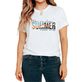 thumbnail image 1 of UNISHE Women's Take Me Where Summer Never Ends Beach Palm Tree Sunset Tropical Graphic Tops Cozy Short Sleeve T-Shirt, 1 of 5