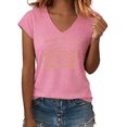 thumbnail image 1 of UNISHE Women's The Moon Made Me Do It Astrology Moon Phase Graphic V-Neck Short Sleeve T-Shirt Casual Witchy Tee, 1 of 6