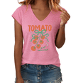 thumbnail image 1 of UNISHE Women's Tomato Girl Summer Bow Coquette Aesthetic Graphic V-Neck Casual T-Shirt Top, 1 of 6