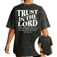 thumbnail image 1 of UNISHE Women's Trust In The Lord Proverbs 3:5-6 Vintage Washed T-Shirt Short Sleeve Crewneck Relaxed Fit Tee, 1 of 5