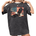 thumbnail image 1 of UNISHE Women's USA Flag Bald Eagle Patriotic Vintage Washed T-Shirt Short Sleeve Distressed Relaxed Fit Tee, 1 of 5