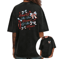 thumbnail image 1 of UNISHE Women's USA Patriotic Bow Front Back Print Graphic Retro Washed T-Shirt Short Sleeve S-2XL Crewneck Tee, 1 of 5