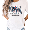 thumbnail image 1 of UNISHE Women's USA Since 1776 Distressed Flag Graphic Short Sleeve T-Shirt White S-5XL Fashion Oversized Top, 1 of 5
