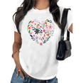 thumbnail image 1 of UNISHE Women's Valentines Day Gift T-Shirt Floral Heart Cute Flower Short Sleeve Crewneck Top S-5XL, 1 of 5