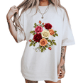 thumbnail image 1 of UNISHE Women's Vibrant Multi-Rose Graphic Tee Casual Crewneck Short Sleeve Floral Top, 1 of 6