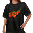 thumbnail image 1 of UNISHE Women's Vine Cherry Tomato Watercolor Graphic Vintage Washed T-Shirt Short Sleeve Distressed Relaxed Fit Tee, 1 of 5