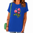 thumbnail image 1 of UNISHE Women's Vintage Botanical Rose Tee Watercolor Floral Graphic Crewneck Short Sleeve Nature Top, 1 of 6