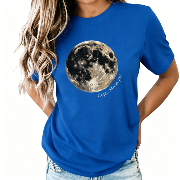 UNISHE Women's Vintage Full Moon Copy Moon Joy Dark Academia Celestial Graphic Short Sleeve T-shirt Relaxed Fit