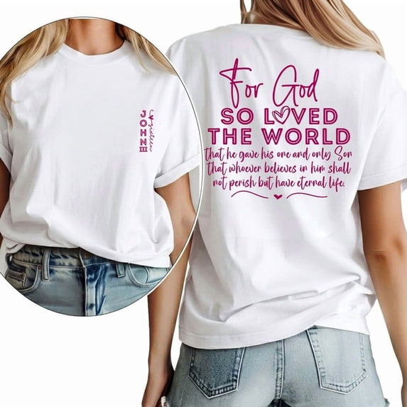UNISHE Women's Vintage Style Scripture Tee – John 3:16 Bold Graphic Shirt S to 5XL