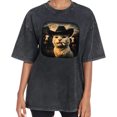 thumbnail image 1 of UNISHE Women's Vintage Western Cowboy Cat Graphic Tee Vintage Washed T-Shirt Short Sleeve Oversized Relaxed Fit, 1 of 6