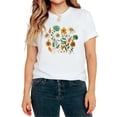 thumbnail image 1 of UNISHE Women's Vintage Wildflower Floral Graphic Short Sleeve Crewneck T-Shirt Casual Boho Botanical Tees Tops, 1 of 5